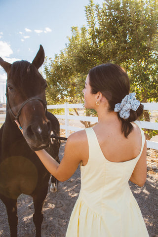 Boots and Blue Jumbo Scrunchie