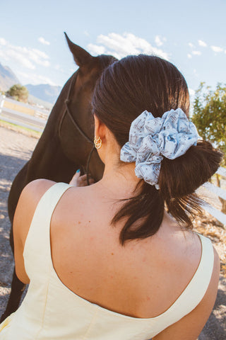 Boots and Blue Jumbo Scrunchie