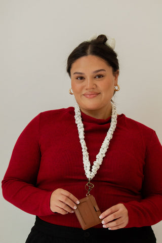 White & Black Flower Lanyard
