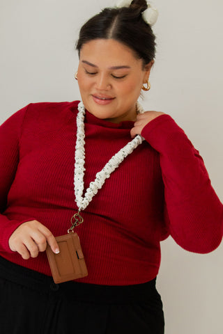 White & Black Flower Lanyard