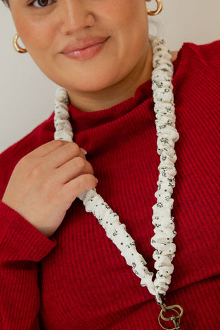 White & Black Flower Lanyard