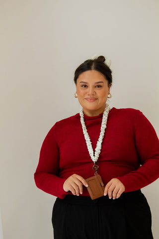 White & Black Flower Lanyard