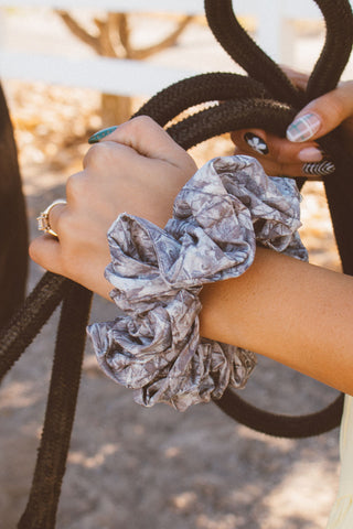 Grey Camo Jumbo Scrunchie