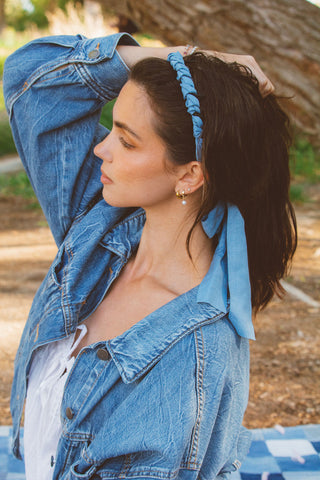 Denim Wrapped Wide Tooth Hard Headband