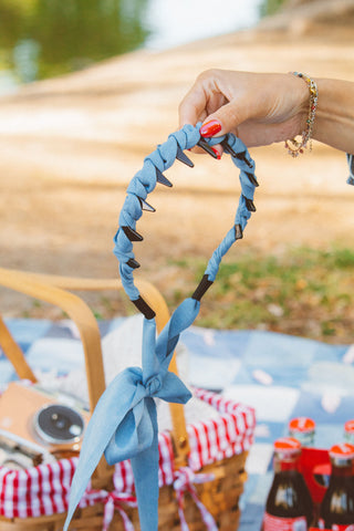 Denim Wrapped Wide Tooth Hard Headband
