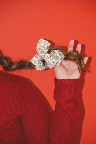 Jumbo Vintage Green Ornament Scrunchie