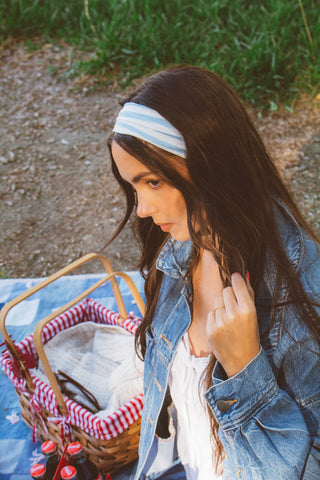 Blue Stripes Stretchy Headband