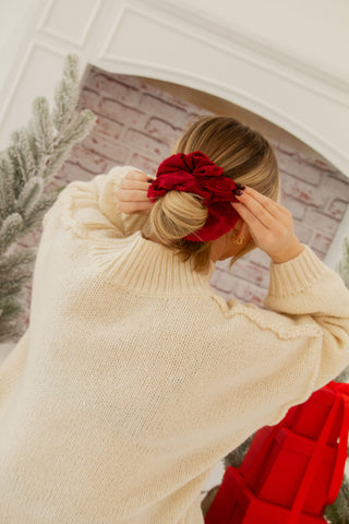 Cranberry Textured Jumbo Scrunchie