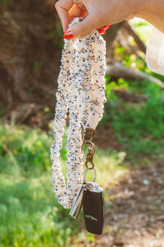 Navy Floral Lanyard