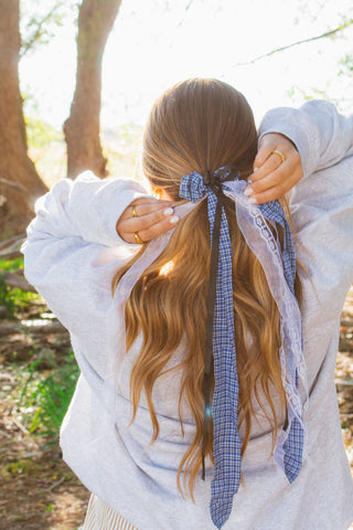 Cascade Gingham Tie Scrunchie