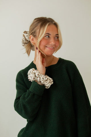 Jumbo Holiday Floral Scrunchie