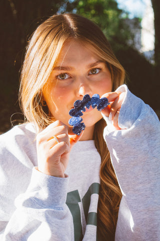 Navy Hearts Claw Clip