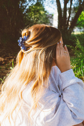 Navy Hearts Claw Clip