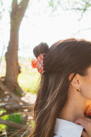 Cardinal Gingham Claw Clip