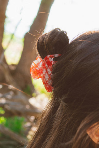 Cardinal Gingham Claw Clip