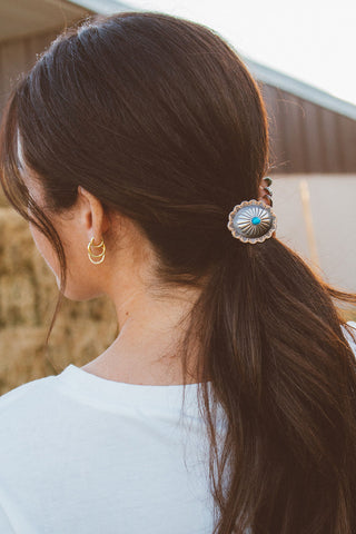 Silver & Turquoise Pendant Hair Tie