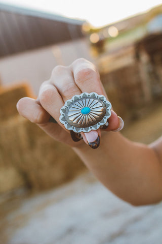 Silver & Turquoise Pendant Hair Tie