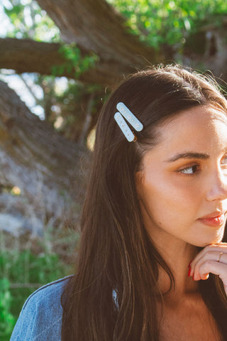 White Poppies Clips 2-Pack