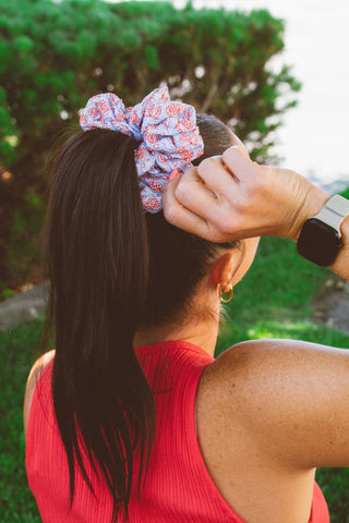 Hydrangea Floral Jumbo Scrunchie