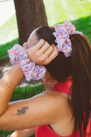 Hydrangea Floral Jumbo Scrunchie