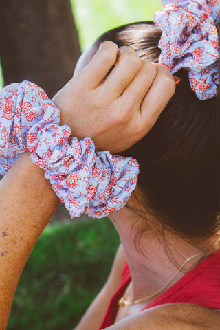 Hydrangea Floral Jumbo Scrunchie