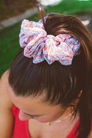 Hydrangea Floral Jumbo Scrunchie