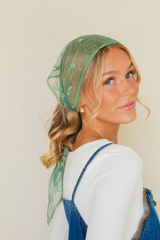 Jade Lace Hair Scarf - Women's Neck Scarves - ANDI