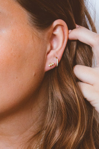 3 Stone Bezel Studs - Hypoallergenic - Earrings - ANDI