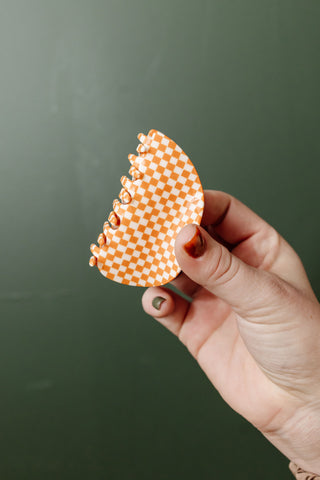 Orange Checkered Claw Clip