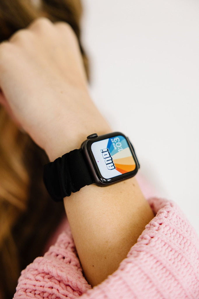 Black Athletic Scrunchie Band Compatible with Apple Watch ANDI