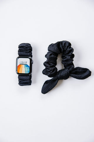 Black Hexagon Athletic Scrunchie Band Compatible with Apple Watch - Apple Watch Bands - ANDI