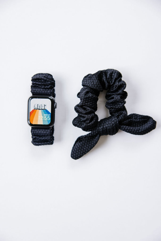 Black Athletic Scrunchie Band Compatible with Apple Watch ANDI