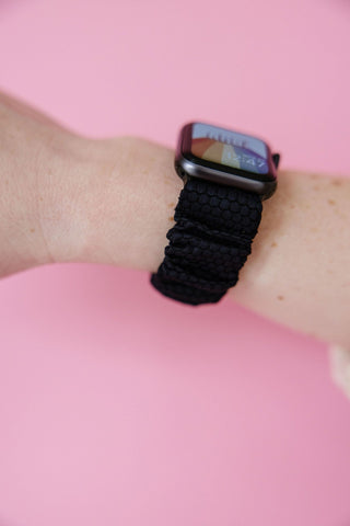 Black Hexagon Athletic Scrunchie Band Compatible with Apple Watch - Apple Watch Bands - ANDI