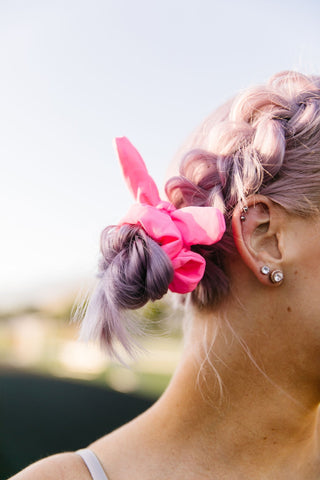 Bright Pink Athletic Scrunchie - Bunny-ear Scrunchies - ANDI
