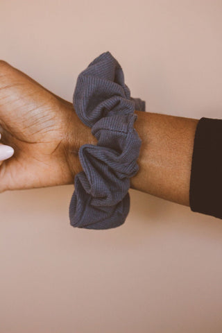 Charcoal Ribbed Oversized Scrunchie - Bunny-ear Scrunchies - ANDI