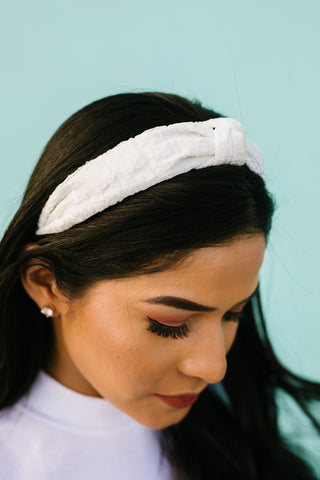 Crushed Cotton Headband in White - Headband - ANDI