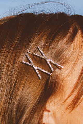 Crystal Crossed Bobby Pins 2-pack - Clips - ANDI