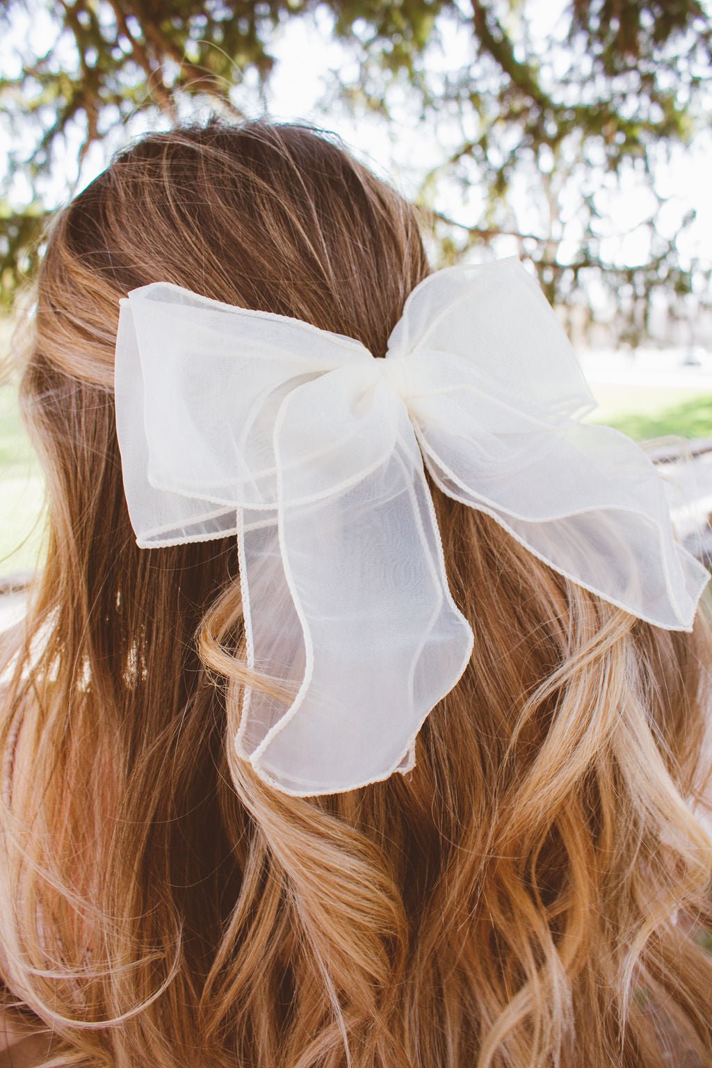 Cream Ribbon 2 Pack Bow Hair Clips