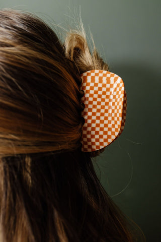 Orange Checkered Claw Clip - Clips - ANDI