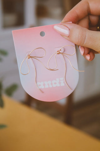 Thin Gold Wire Bow Earrings - Earrings - ANDI