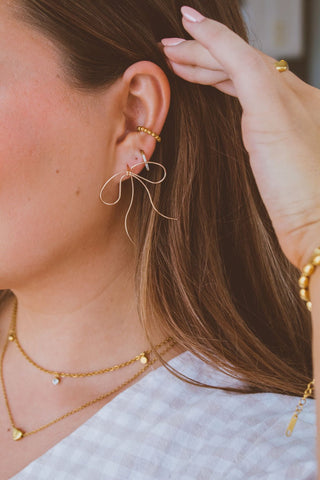 Thin Gold Wire Bow Earrings - Earrings - ANDI